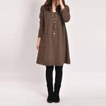 cambioprcaribe Dress Brown / S Long Sleeve V Neck Dress