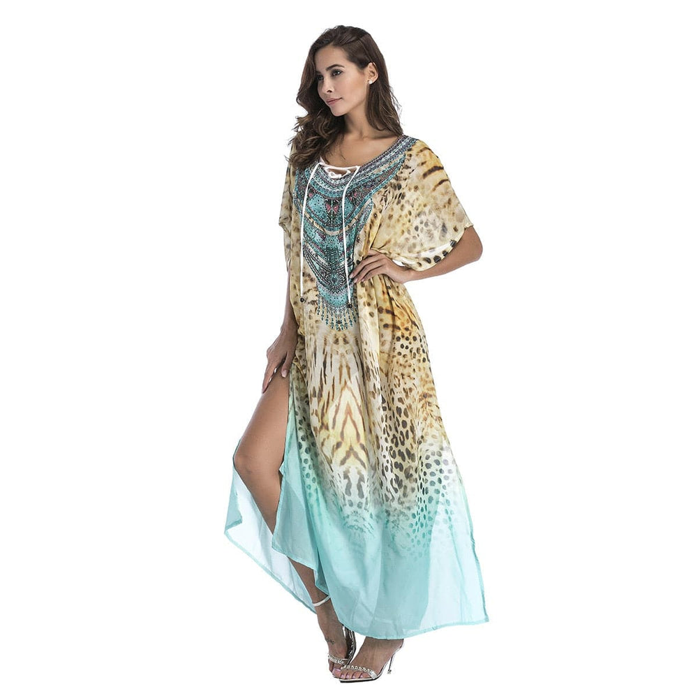 cambioprcaribe Dress color-8 / One Size Chiffon Bohemian Beach Maxi Dress