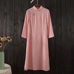 Pink silk linen Chinese Dress