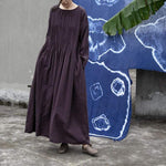 Cotton Linen Pleated Maxi Dress | Lotus