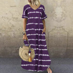 cambioprcaribe Dress Dark Purple / S / China Ellia Tie-Dye Stripes Dress