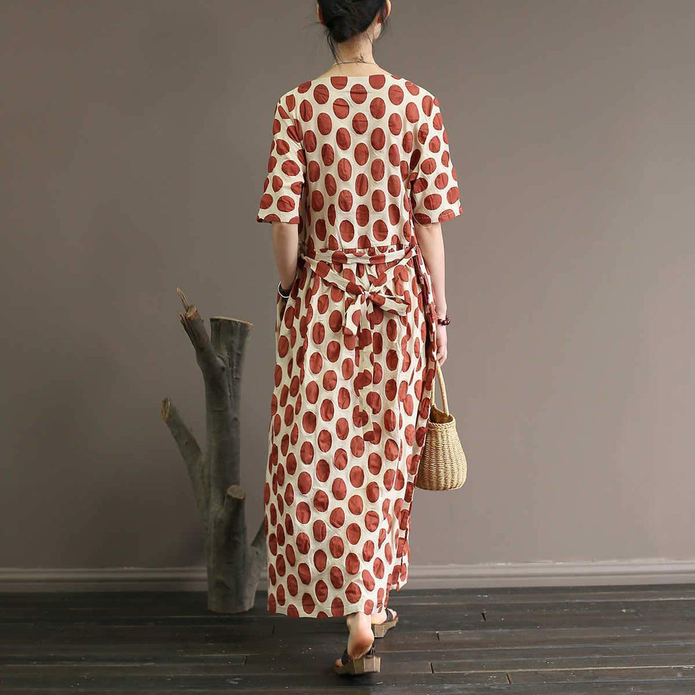 cambioprcaribe Dress Empire Waist Polka Dot Midi Dress