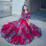 cambioprcaribe Dress Fit and Flare Red Floral Gypsy Dress | Mandala