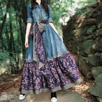 cambioprcaribe Dress Floral Patchwork Denim Dress | Mandala