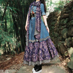 cambioprcaribe Dress Floral Patchwork Denim Dress | Mandala