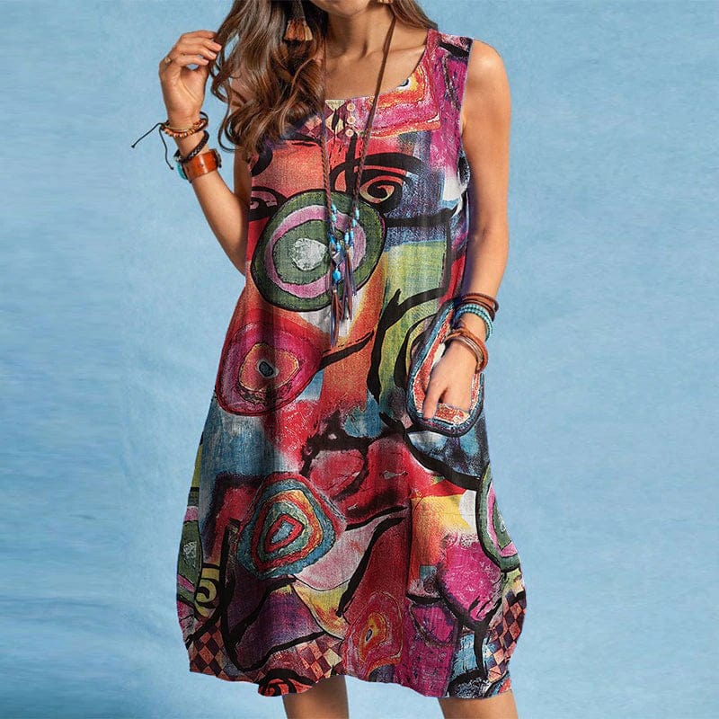 cambioprcaribe Dress Geometric African Prints Baggy Dress