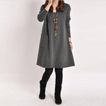 cambioprcaribe Dress Gray / S Long Sleeve V Neck Dress