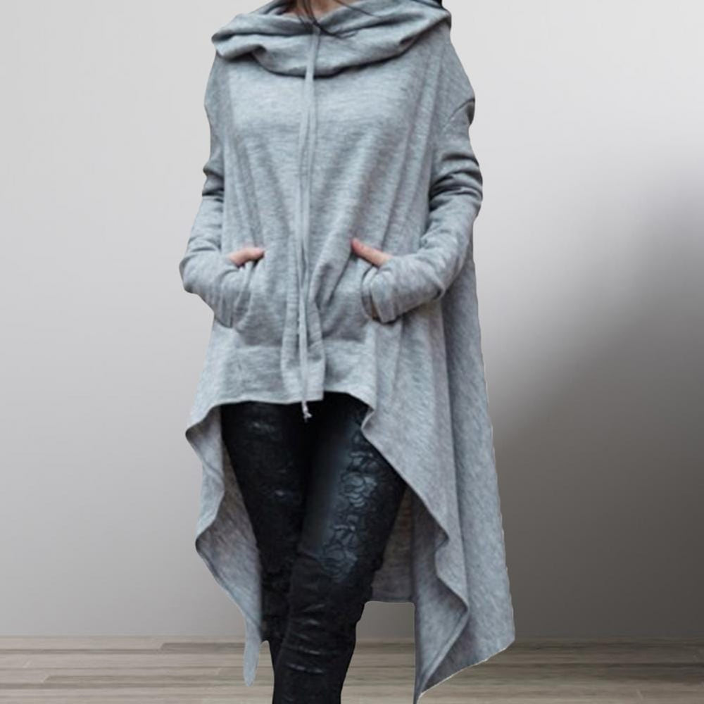 cambioprcaribe Dress Gray / S Oversized Loose Hooded Sweater