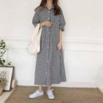 Loose Oversized Plaid Shirt Dress