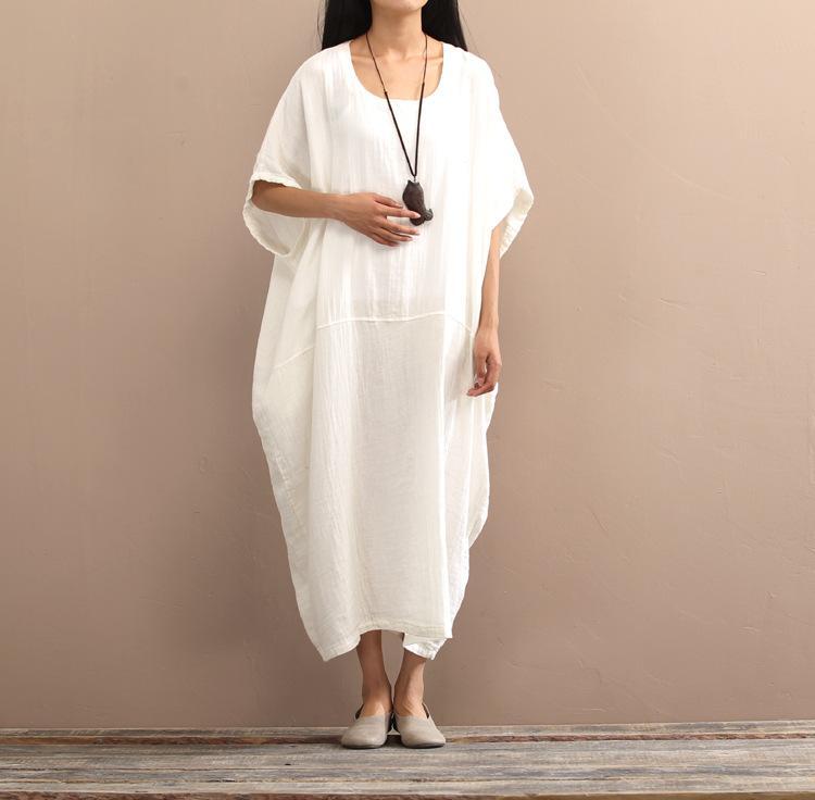 cambioprcaribe Dress Loose Pure Colors Cotton Linen Maxi Dress  | Zen