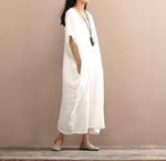 cambioprcaribe Dress Loose Pure Colors Cotton Linen Maxi Dress  | Zen