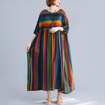 cambioprcaribe Dress Multi / One Size Retro Rainbow Striped Loose Dress