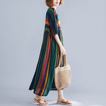 cambioprcaribe Dress Multi / One Size Retro Rainbow Striped Loose Dress