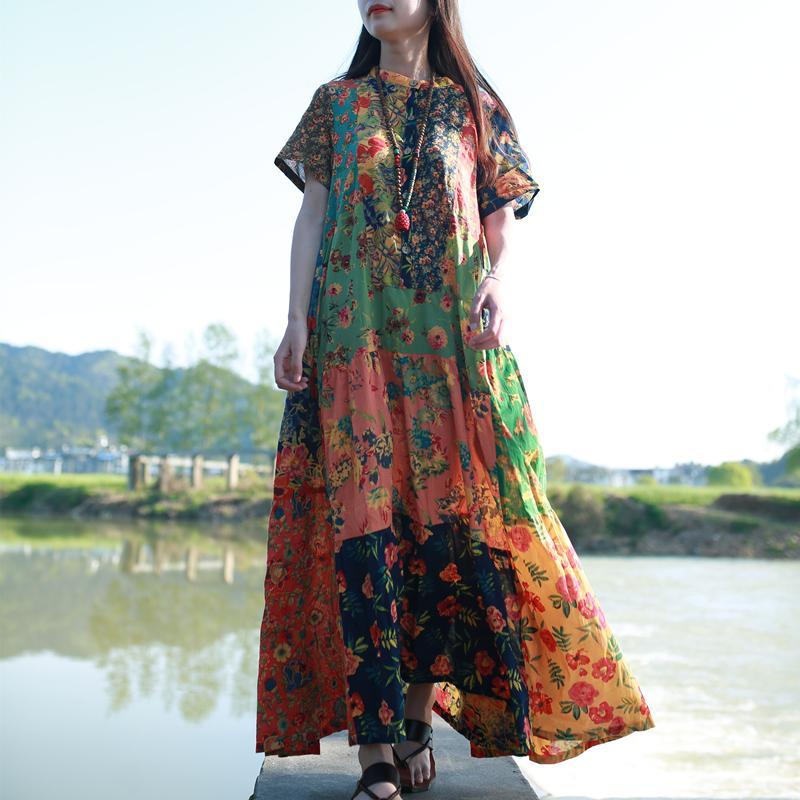 cambioprcaribe Dress Multi-Orange / M Multicolor Random Patchwork Hippie Dress