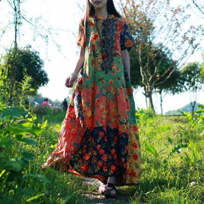 cambioprcaribe Dress Multicolor Random Patchwork Hippie Dress