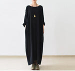 cambioprcaribe Dress One Size / Black Black Linen Dress with Pockets  | Zen