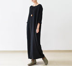 cambioprcaribe Dress One Size / Black Black Linen Dress with Pockets  | Zen