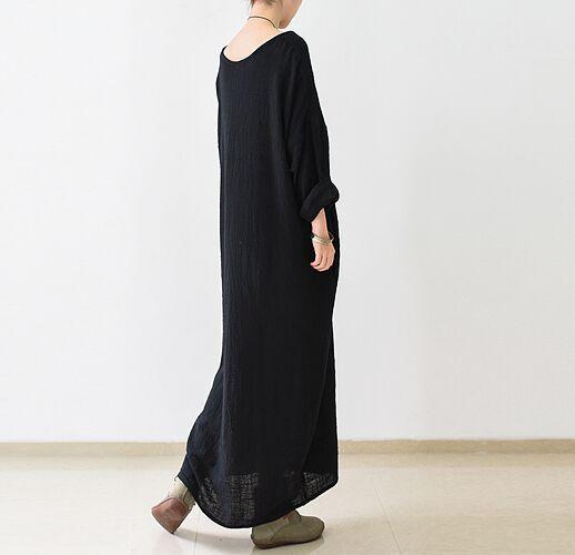 cambioprcaribe Dress One Size / Black Black Linen Dress with Pockets  | Zen