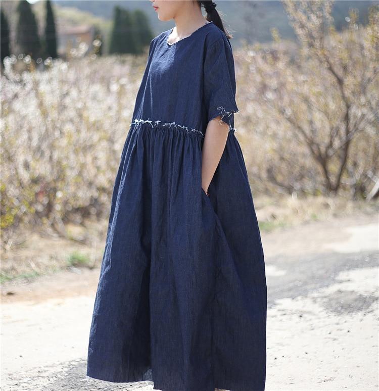 Casual Loose Denim Midi Dress