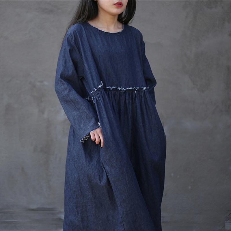 cambioprcaribe Dress One Size / Dark Blue Casual Loose Denim Dress  | Zen