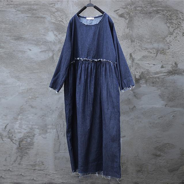 cambioprcaribe Dress One Size / Dark Blue Casual Loose Denim Dress  | Zen