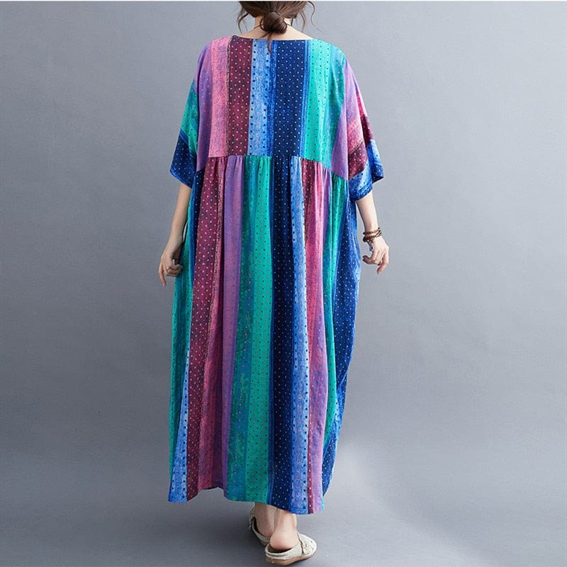 cambioprcaribe Dress One Size Oversized Bohemian Striped Dress