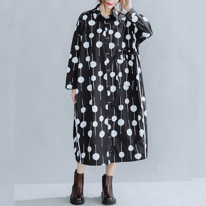 Oversized Polka Dots Shirt Dress