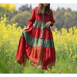 Red and Green Franfreluche Bohemian Hippie Dress