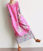 cambioprcaribe Dress Pink / One Size Royal Dragons Linen Dress