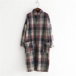cambioprcaribe Dress Red / One Size Casual Plaid Linen Shirt Dress