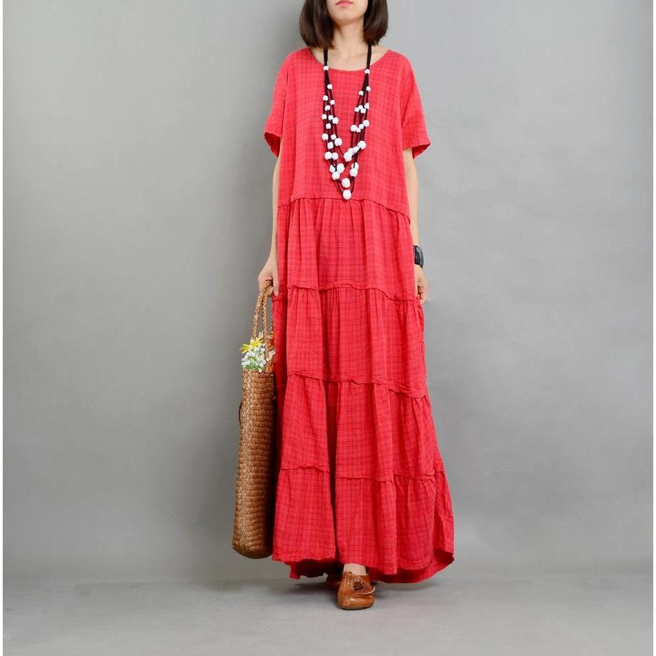 cambioprcaribe Dress Red / One Size Loose Cotton and Linen Dress | Nirvana