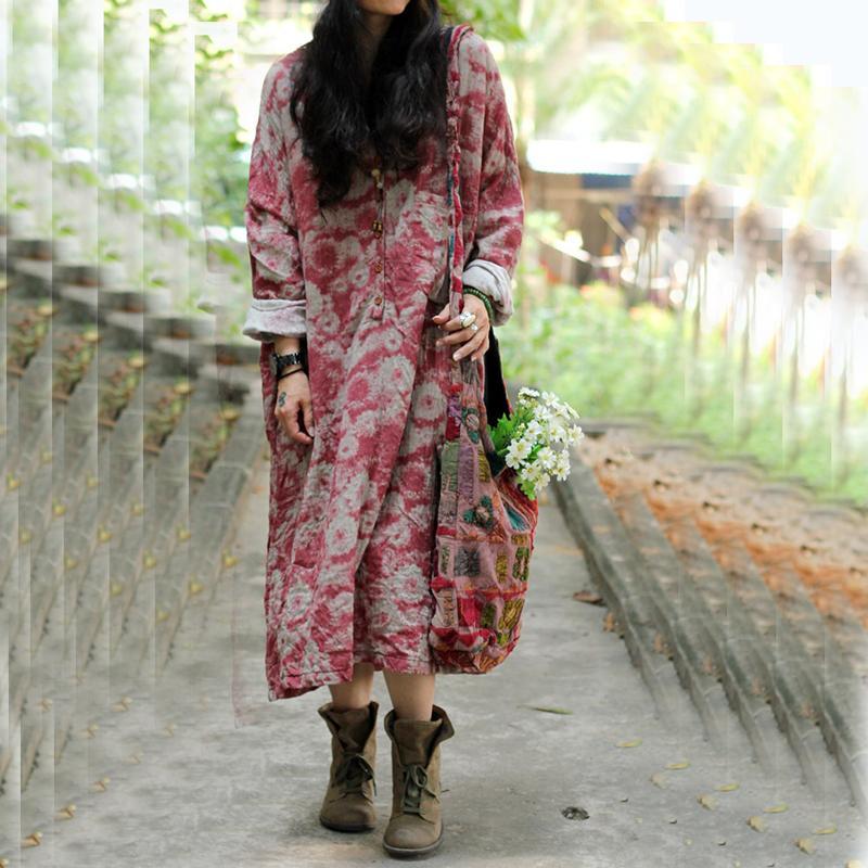 Vintage Floral Print Oversized Dress