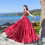 cambioprcaribe Dress Red / S Red Bohemian Chiffon Maxi Dress | Mandala