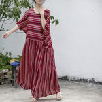 Red Stripes Cotton Maxi Dress | Lotus