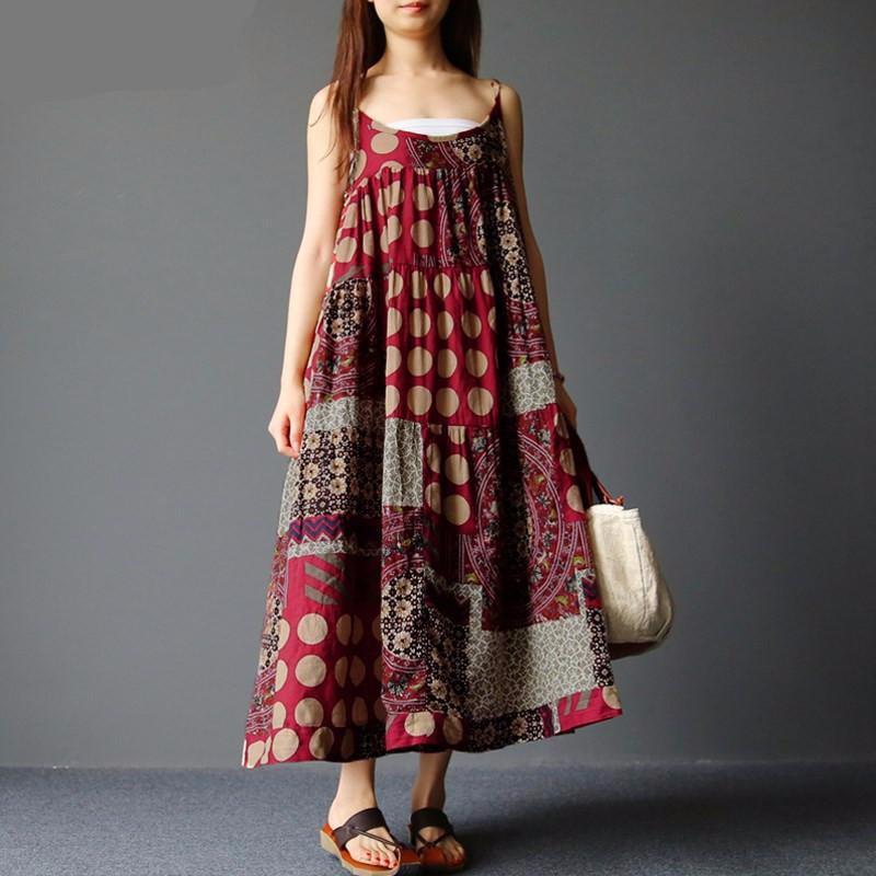 Patchwork Polka Dots Hippie Dress