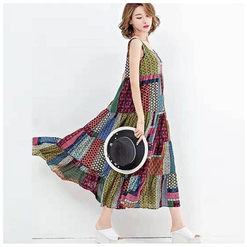 cambioprcaribe Dress Sleeveless Patchwork Hippie Dress