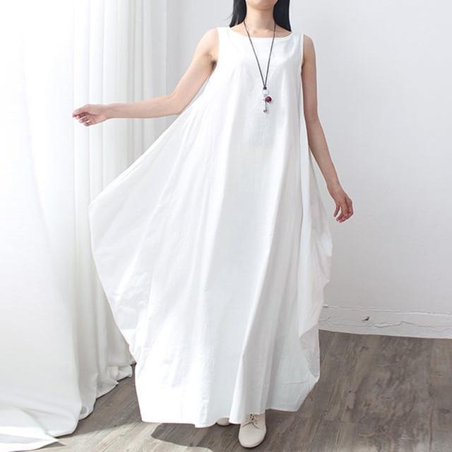 cambioprcaribe Dress White / 4XL Loose Sleeveless Maxi Dress