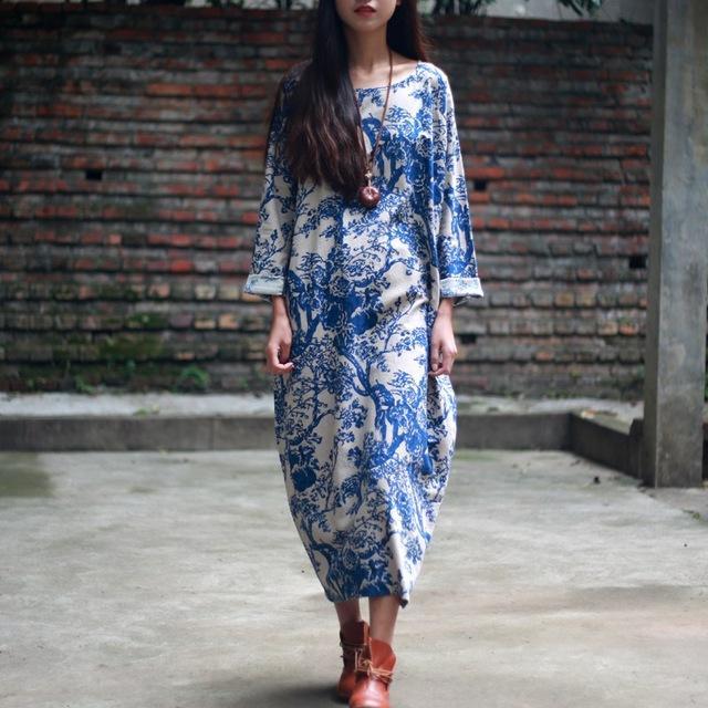 White and Blue Chinese Porcelain Dress  | Zen