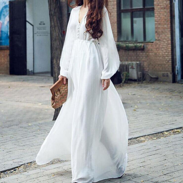 boho style white dress