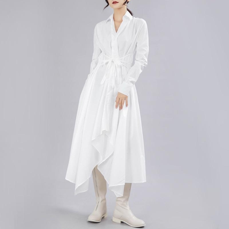 cambioprcaribe Dress white / S Asymmetrical V Neck Shirt Dress | Millennials
