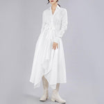 cambioprcaribe Dress white / S Asymmetrical V Neck Shirt Dress | Millennials