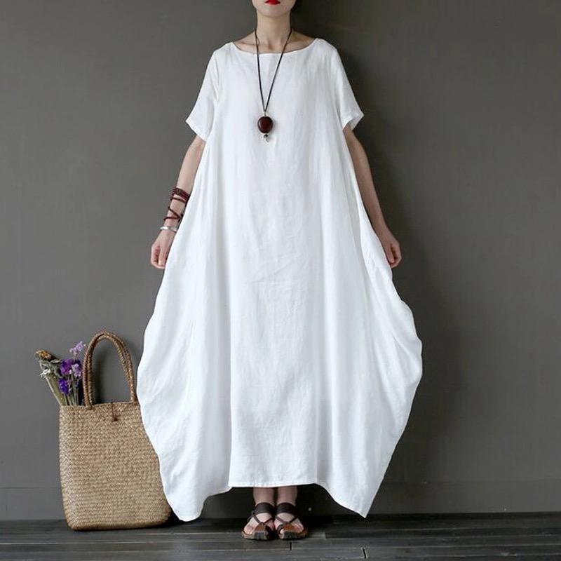 cambioprcaribe Dress White / XL Delilah Oversized Short Sleeves Maxi Dress