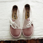 cambioprcaribe Dusty Pink / 4.5 Genuine Leather Handmade Round Toe Flats