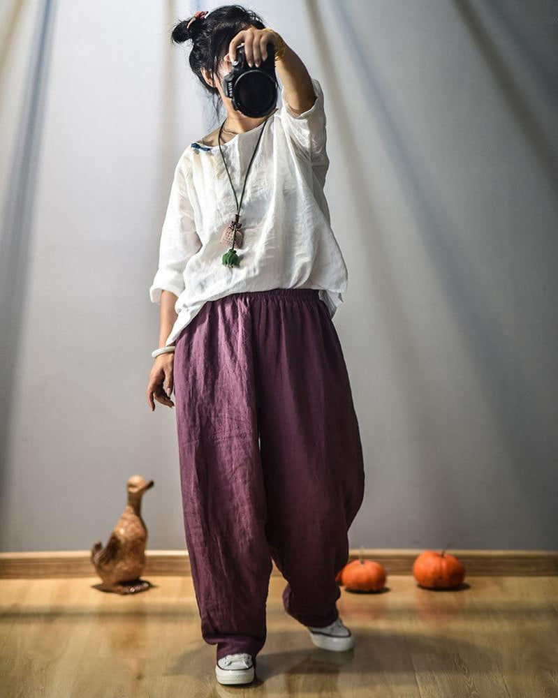 cambioprcaribe Elastic Waist Linen Trousers | Zen