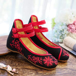 cambioprcaribe Floral Embroidered Cotton Linen Flats