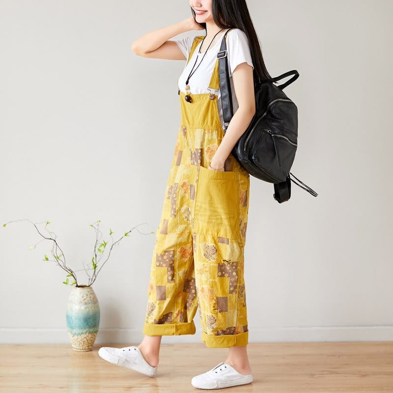 cambioprcaribe Floral Exotic Loose Denim Overall