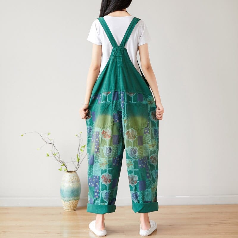 cambioprcaribe Floral Exotic Loose Denim Overall