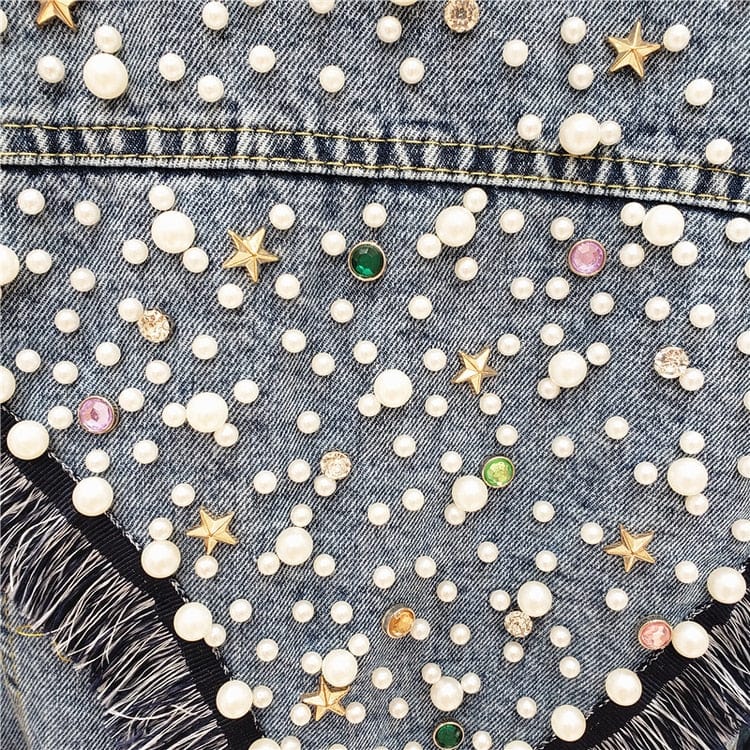 cambioprcaribe Fringed Studded Denim Jacket