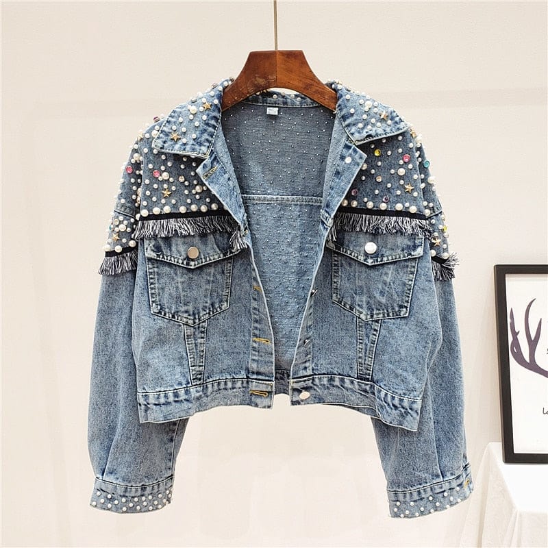 cambioprcaribe Fringed Studded Denim Jacket