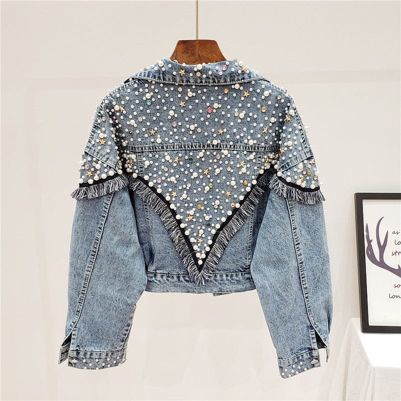 cambioprcaribe Fringed Studded Denim Jacket